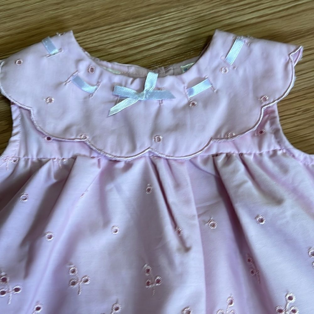B.T. KIDS GIRLS SIZE 6/9 MONTHS PINK EYELET DRESS - Picture 2 of 6